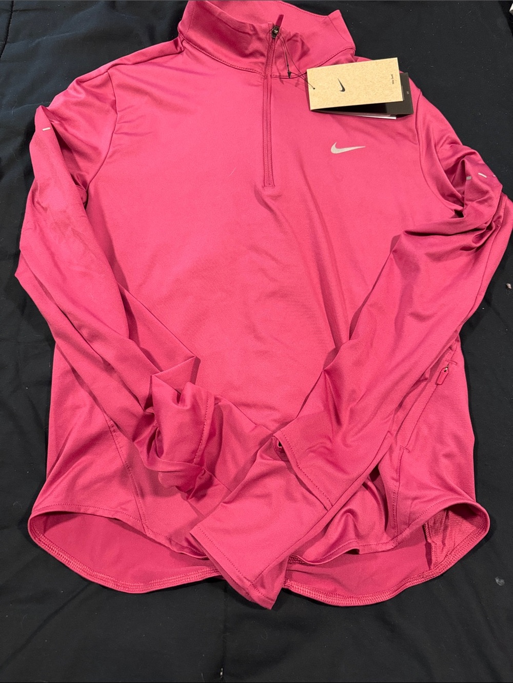 Nike Hot Pink Quarter-Zip Long Sleeve Top